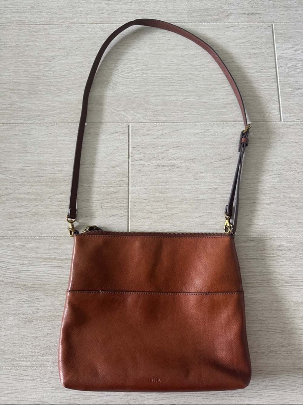 Fossil Cowhide Brown Leather Crossbody Bag - Phoebe